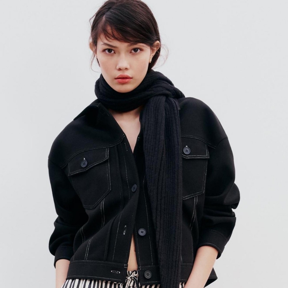 ZARA FELT TEXTURE JACKET WITH TOPSTITCHING - Picture 5 of 6
